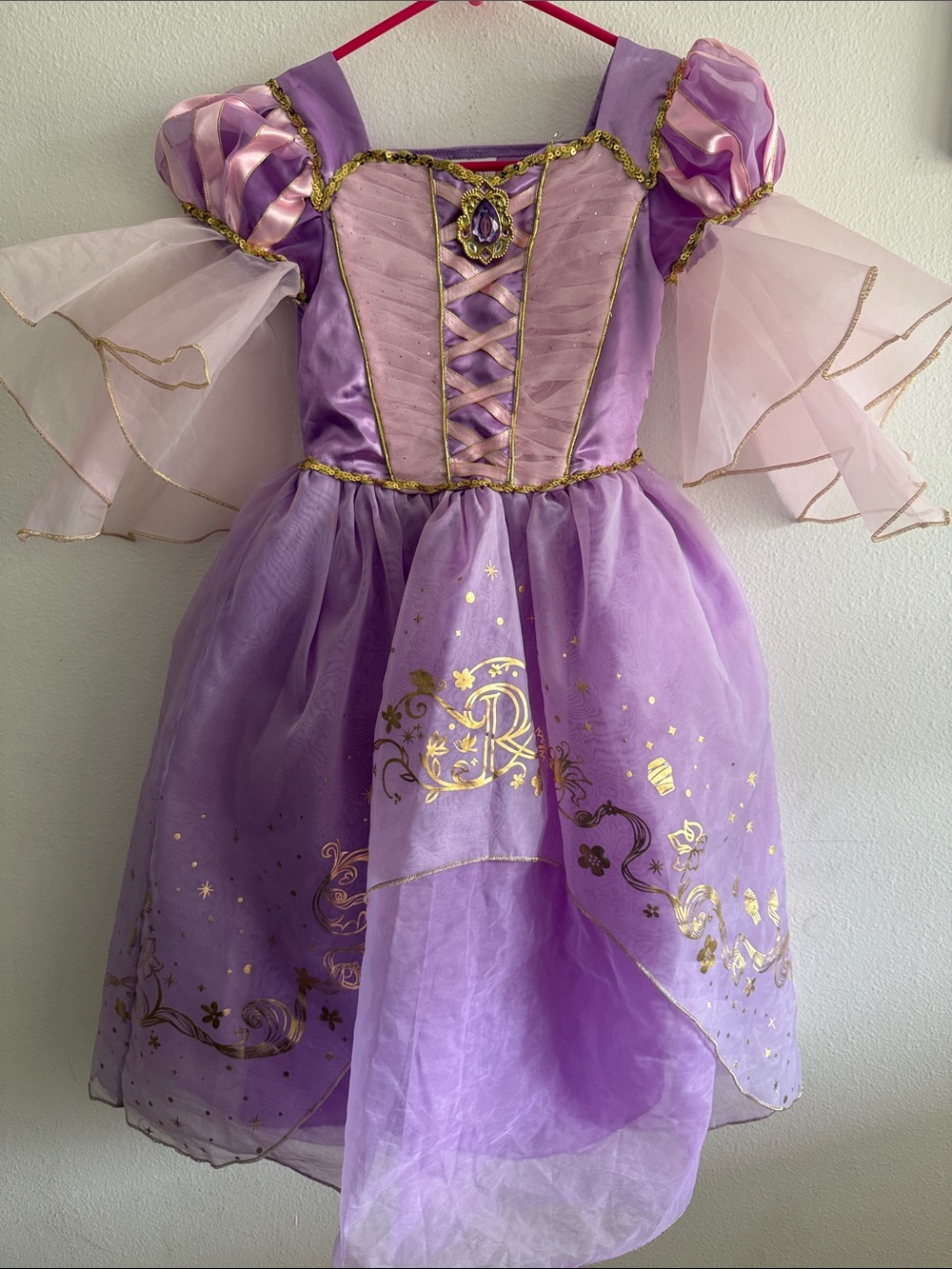 DISNEY STORE RAPUNZEL TANGLED DELUXE DRESS GOWN COSTUME GIRLS SIZE 5/6